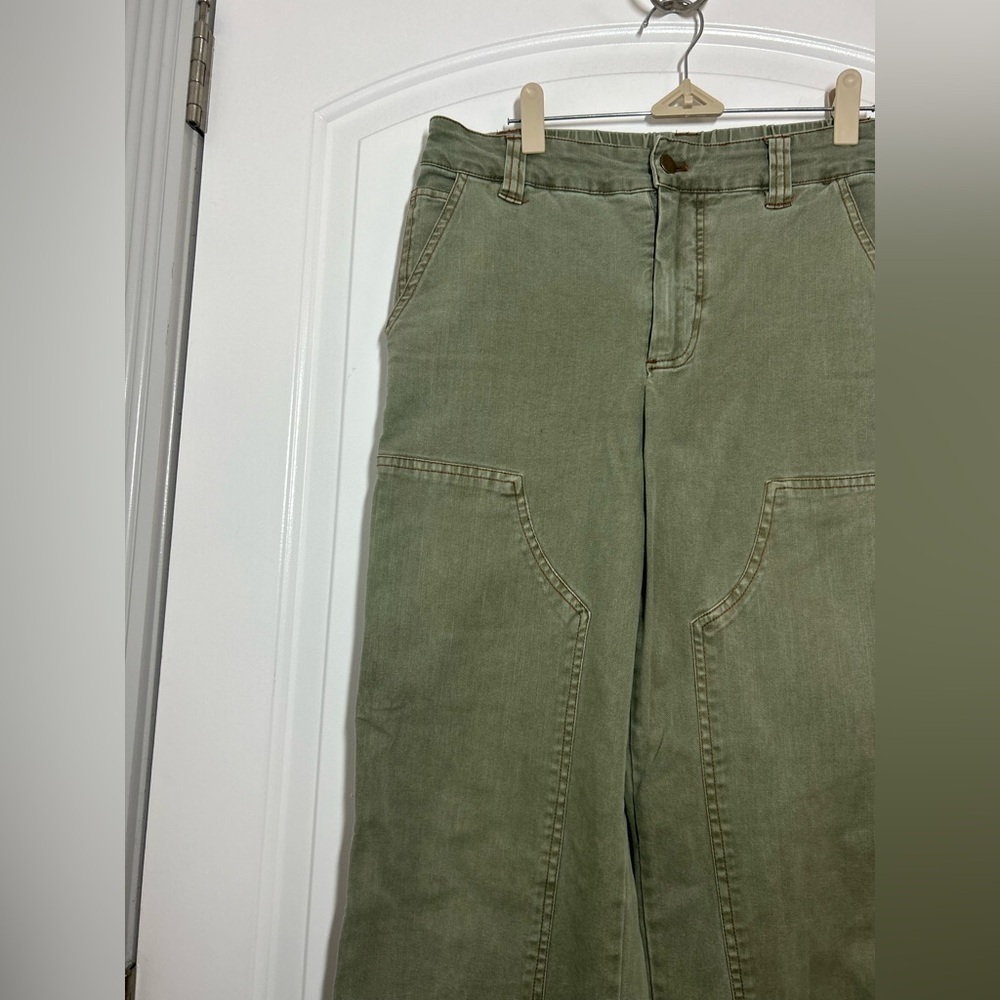 Young Fabulous & Broke YFB Workwear Green Wide Leg Pants Size Medium 90s utility - Picture 7 of 13